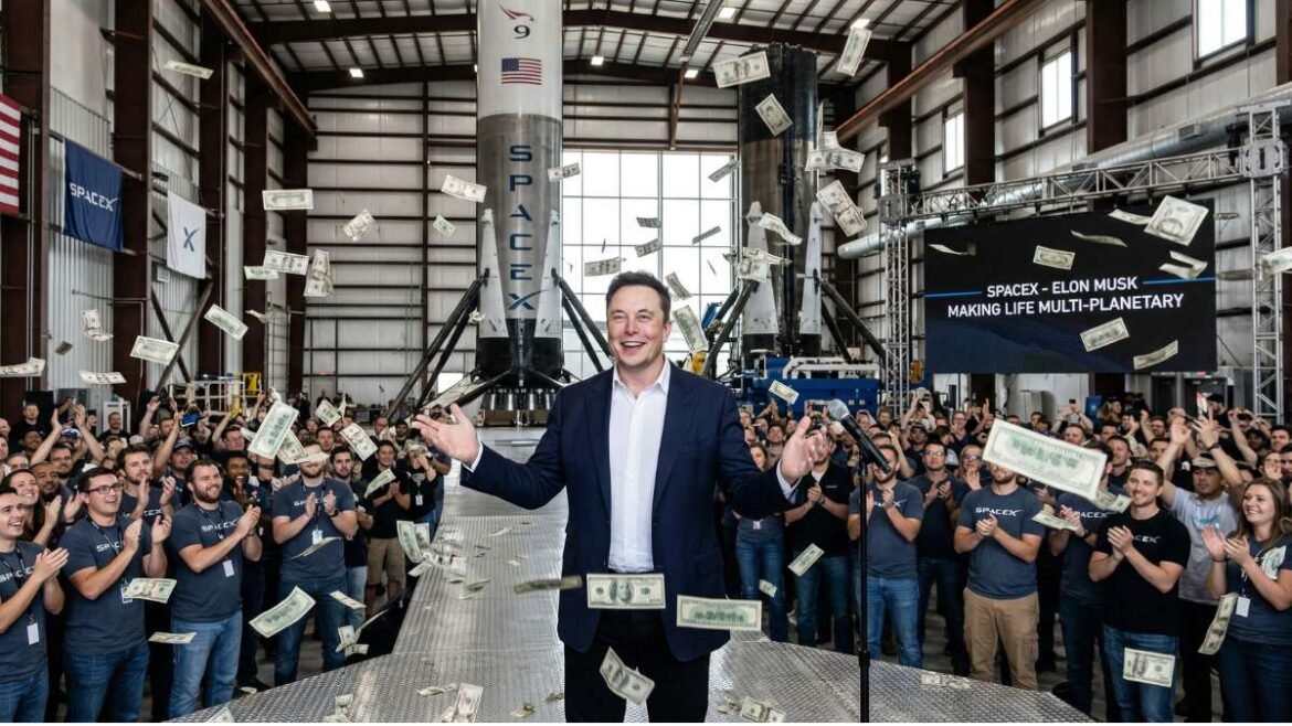 Elon Musk y Spacex con una lluvia de dólares.