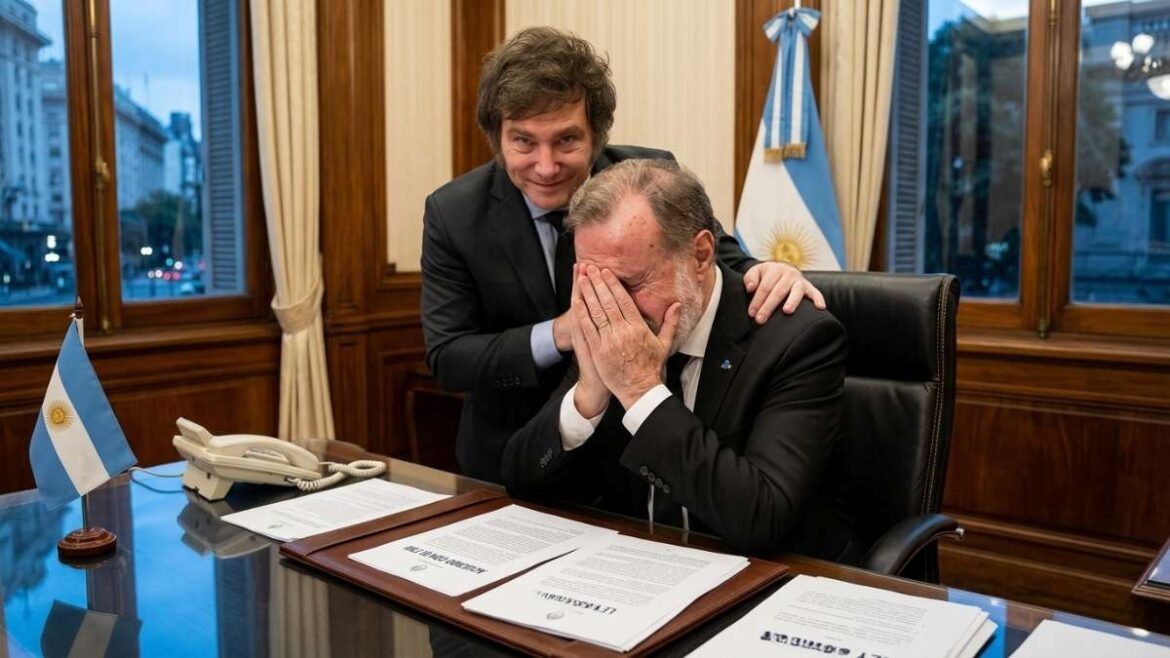 Milei consolando a Bielsa.